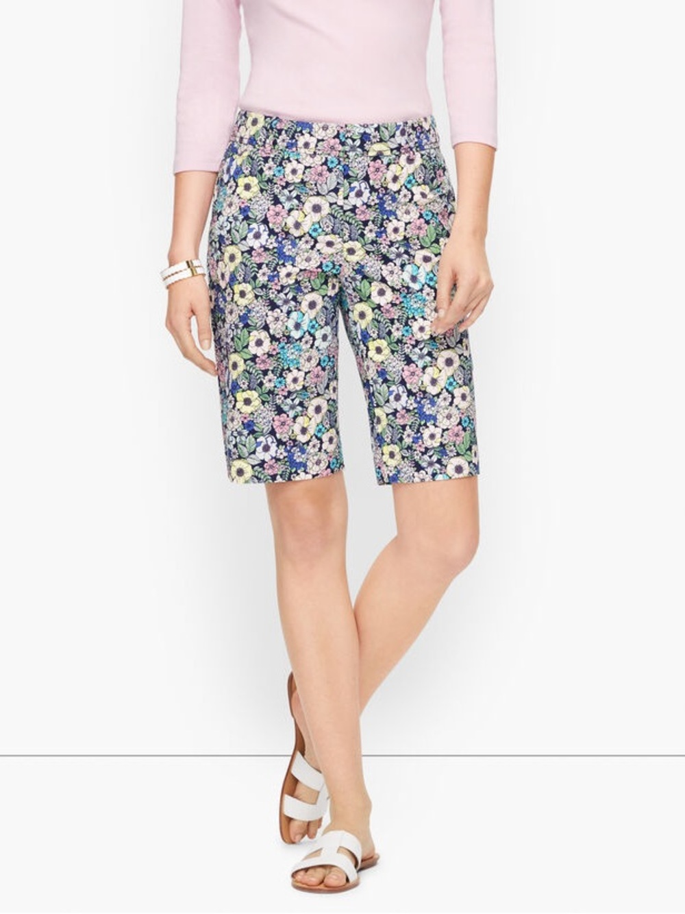 NWT Talbots Lush Garden Perfect Shorts 10.5” Size 10 Stretch Classic Preppy